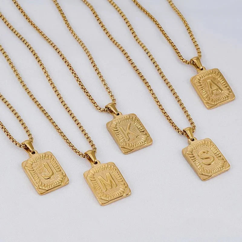 Custom Engraved Monogram Bar Necklace