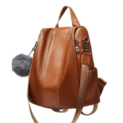 Secure Ladies Leather Travel Backpack