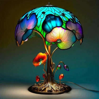 Vibrant Stained Glass Desk Lamp – Beautiful Colorful Light