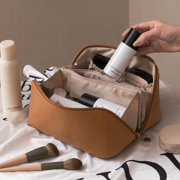 Compact Travel Cosmetic Case with Multiple Pockets
