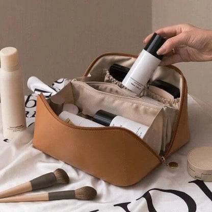 Compact Travel Cosmetic Case with Multiple Pockets