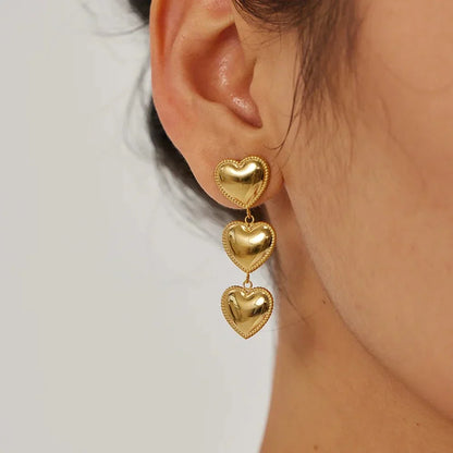 Fashionable Love Heart Drop Earrings - Luxicro