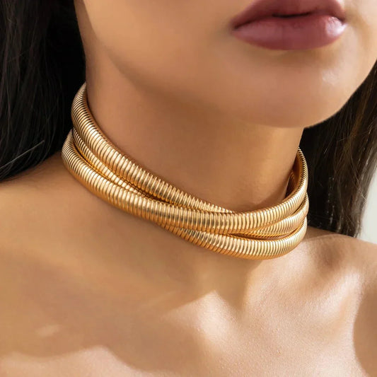 Bold 3 Layer Fashion Choker Necklace - Luxicro