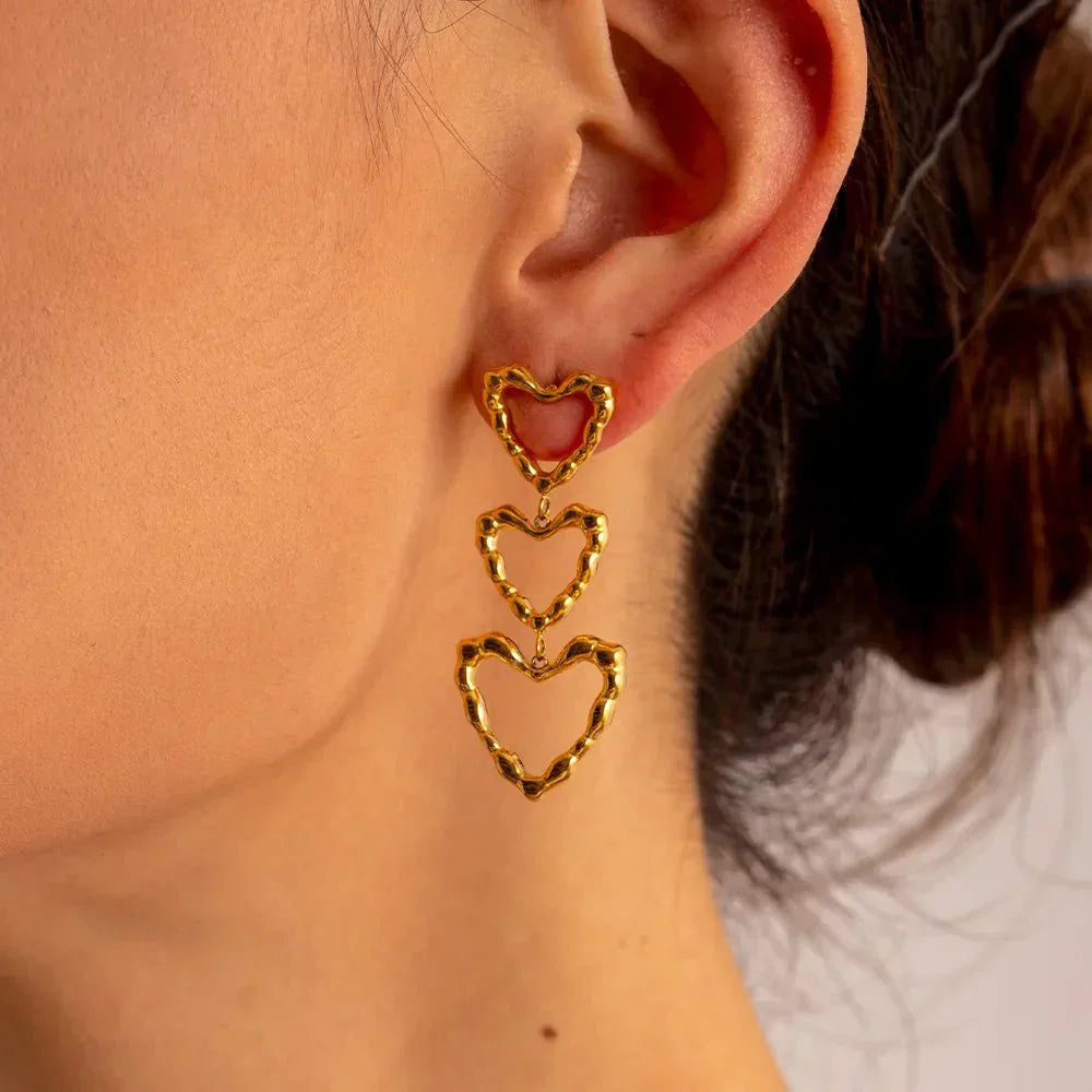 Stylish Love Heart Dangle Earrings - Luxicro