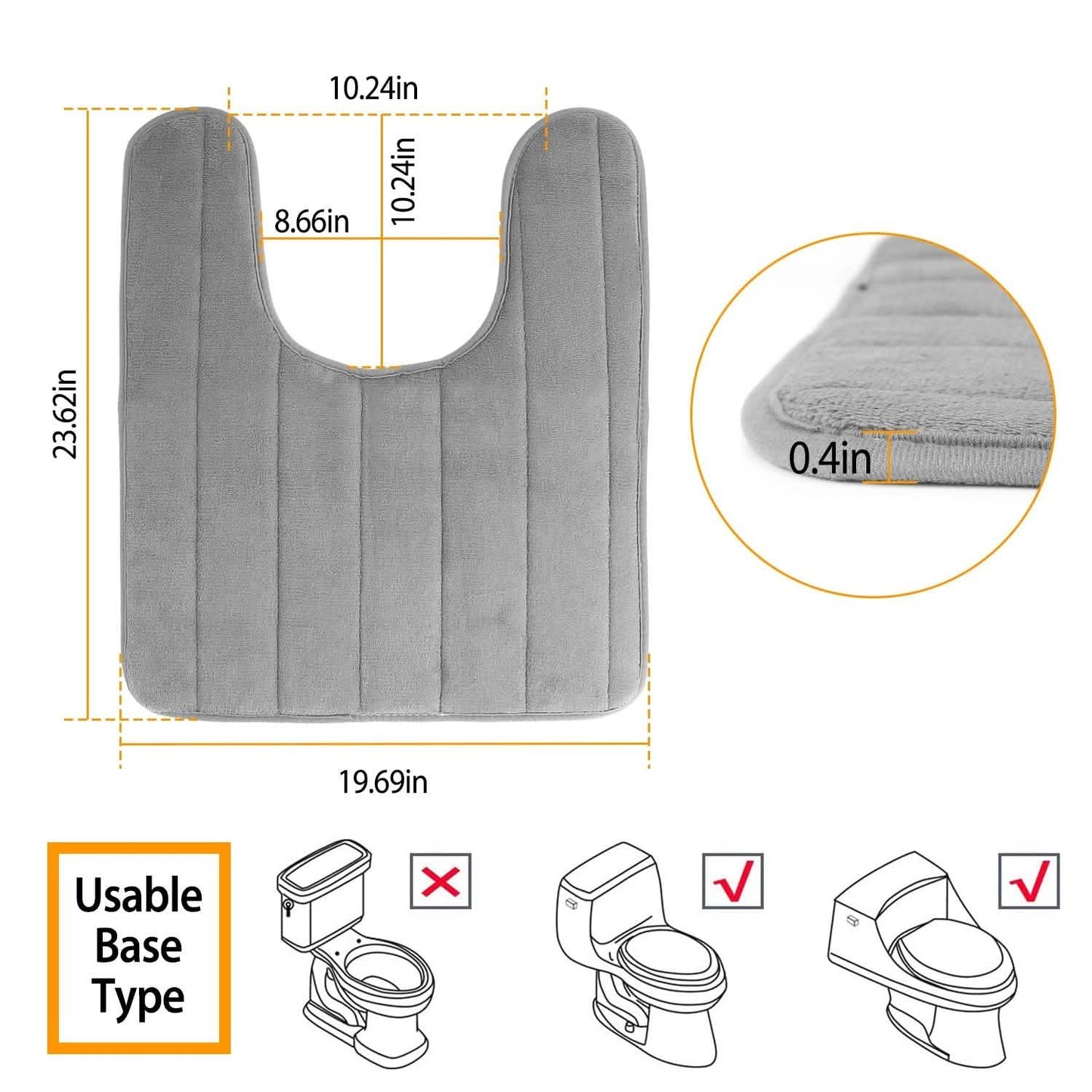 Soft Grip U-Shaped Bathroom Mat