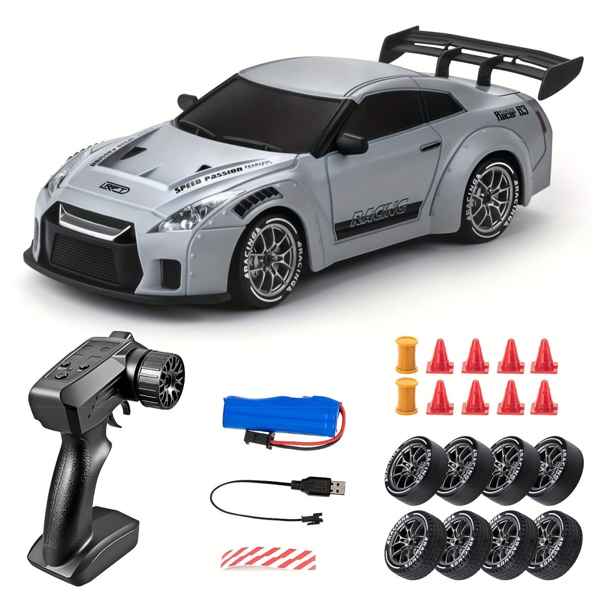 Fast 1:24 RC Drift Car with LED Lights 4 Wheel Drive - Luxicro