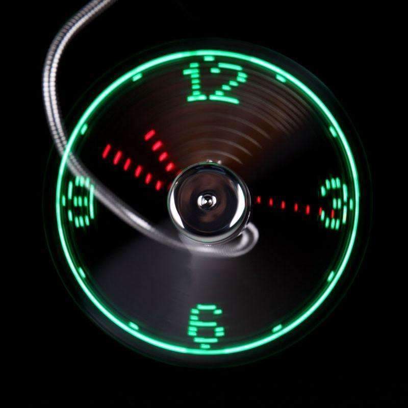 Compact LED Desk Fan Clock with USB