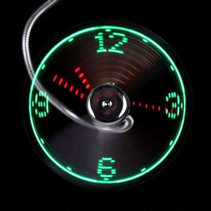 Compact LED Desk Fan Clock with USB