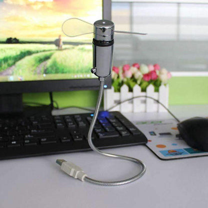 Compact LED Desk Fan Clock with USB