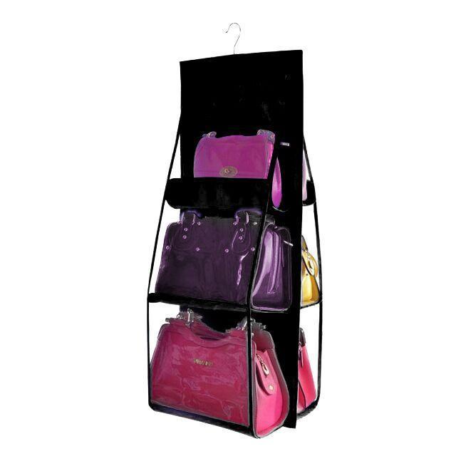 Clear Over Door Purse Holder 6 Pocket Storage Organizer - Luxicro