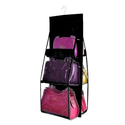 Clear Over Door Purse Holder 6 Pocket Storage Organizer - Luxicro