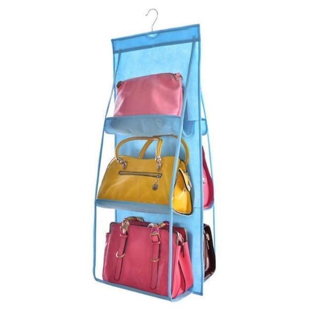 Clear Over Door Purse Holder 6 Pocket Storage Organizer
