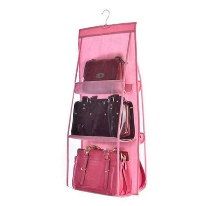 Clear Over Door Purse Holder 6 Pocket Storage Organizer