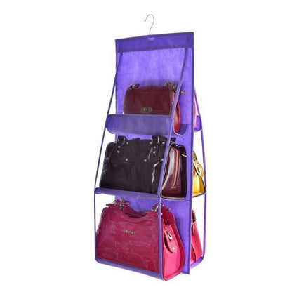 Clear Over Door Purse Holder 6 Pocket Storage Organizer