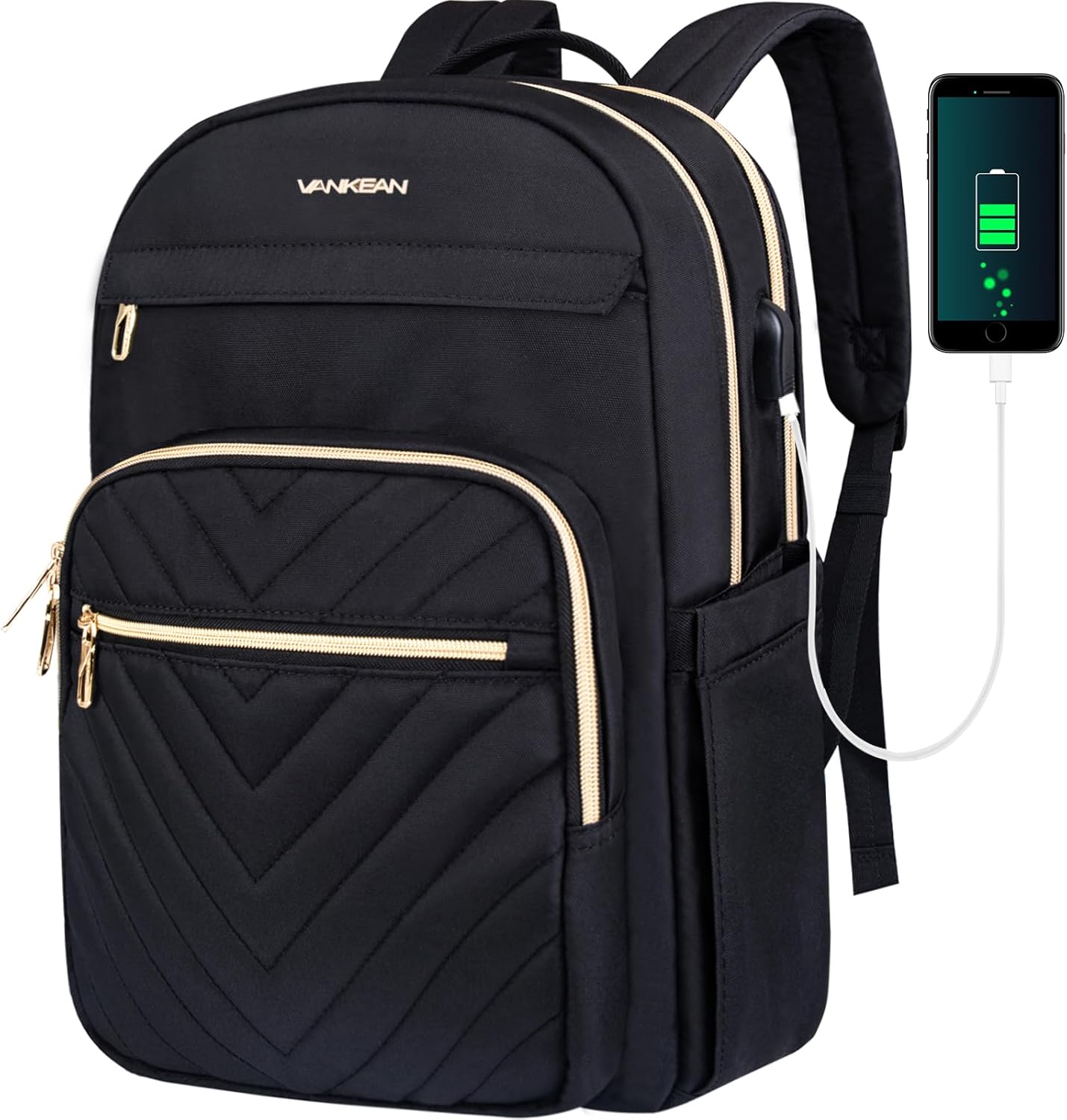 Compact Laptop Bag with USB Charger and Travel Strap - Luxicro