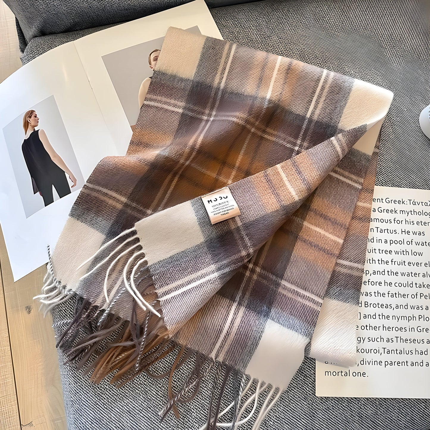 Cozy Soft Plaid Ladies Winter Scarf