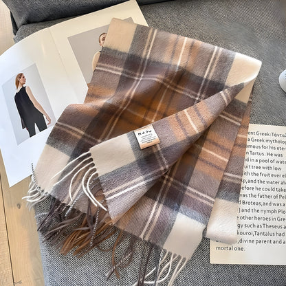 Cozy Soft Plaid Ladies Winter Scarf
