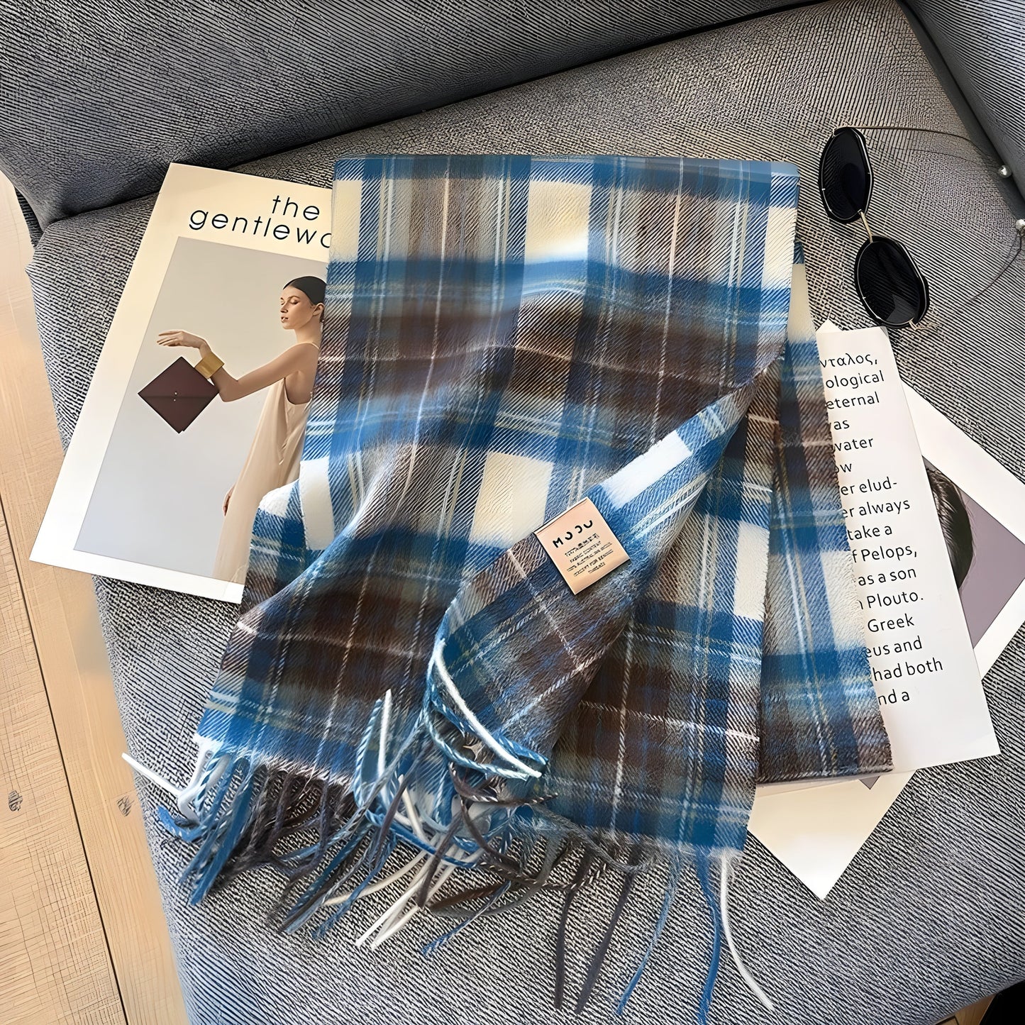 Cozy Soft Plaid Ladies Winter Scarf
