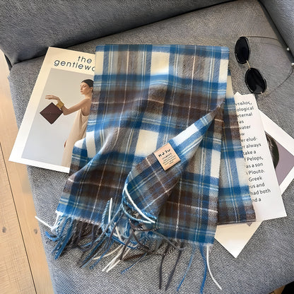 Cozy Soft Plaid Ladies Winter Scarf