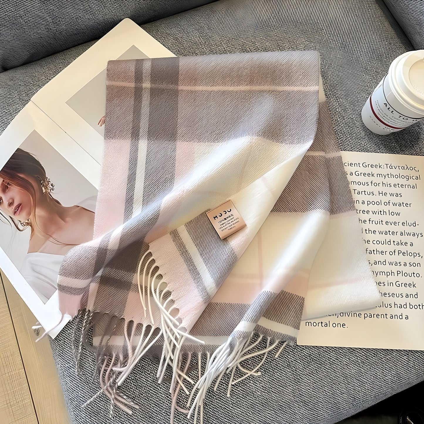 Cozy Soft Plaid Ladies Winter Scarf