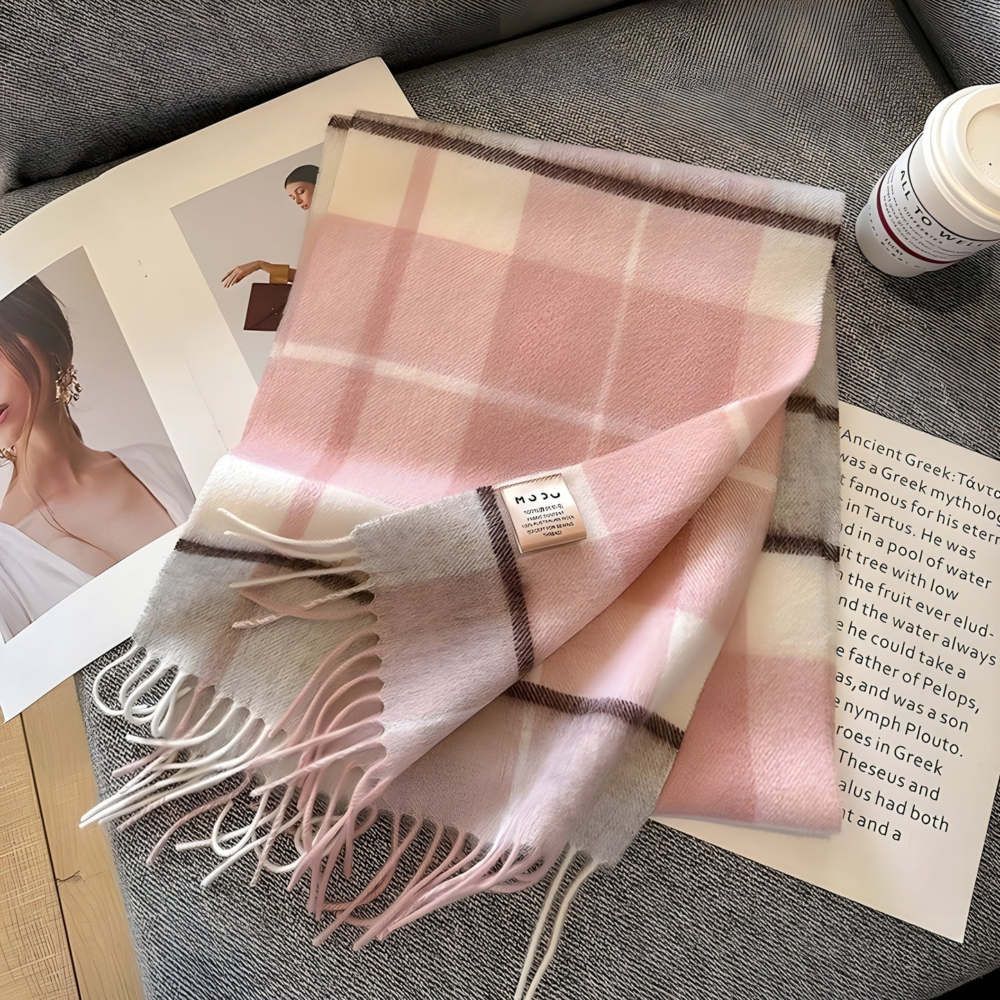 Cozy Soft Plaid Ladies Winter Scarf