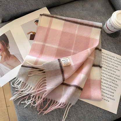 Cozy Soft Plaid Ladies Winter Scarf
