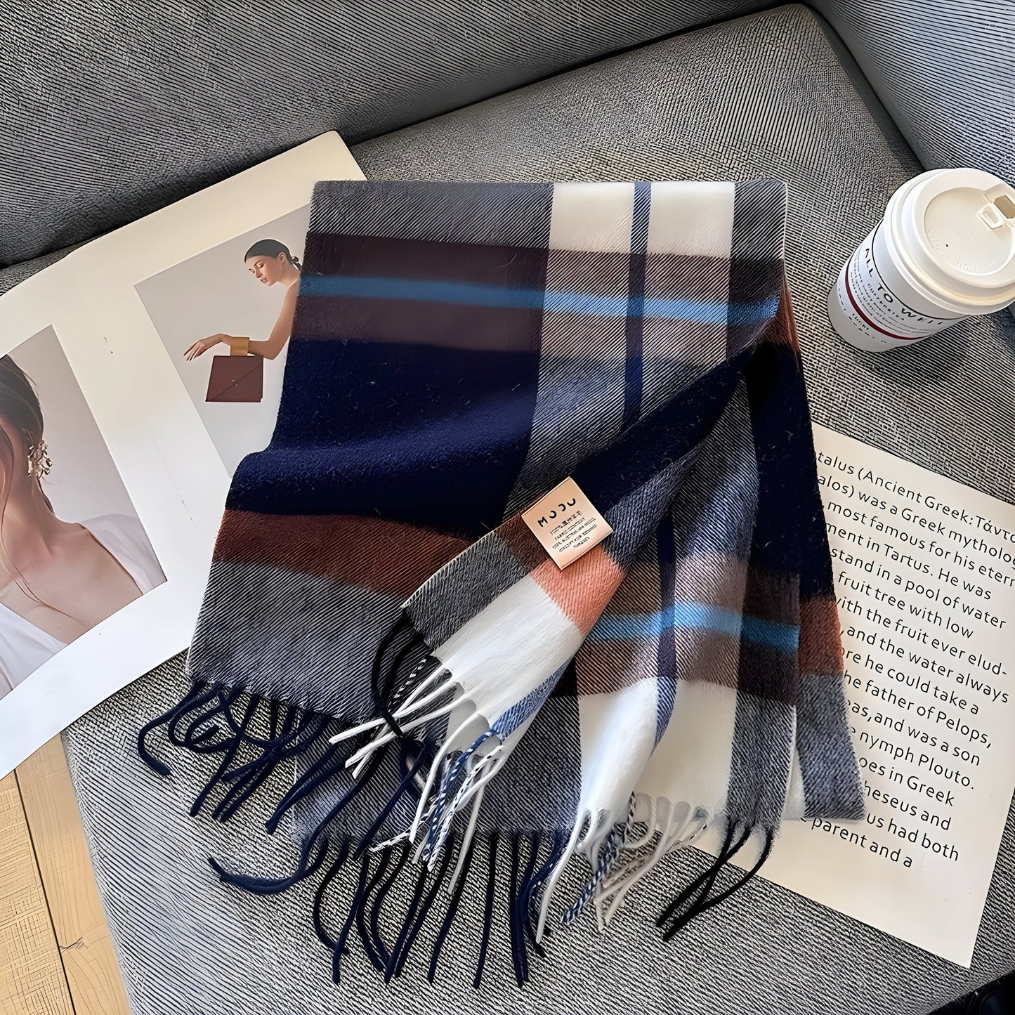 Cozy Soft Plaid Ladies Winter Scarf