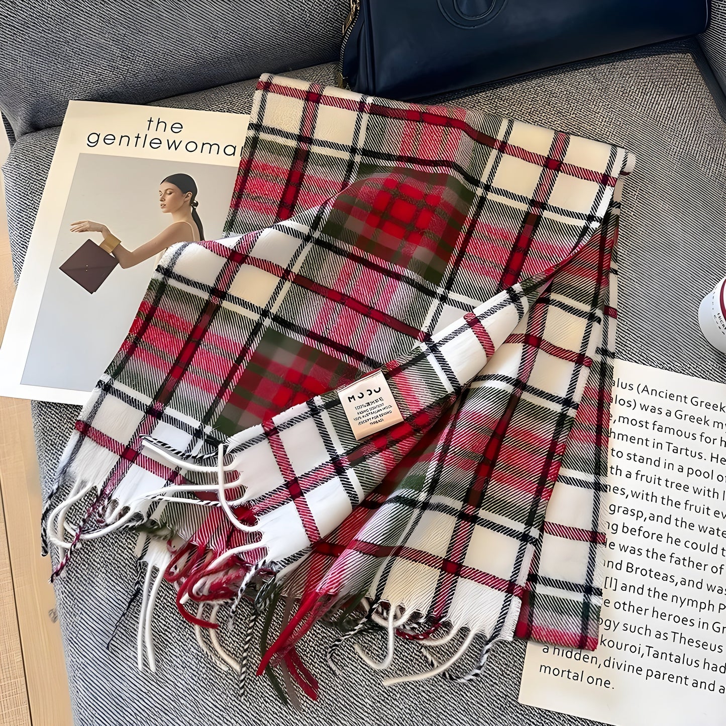 Cozy Soft Plaid Ladies Winter Scarf