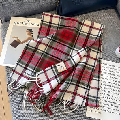 Cozy Soft Plaid Ladies Winter Scarf