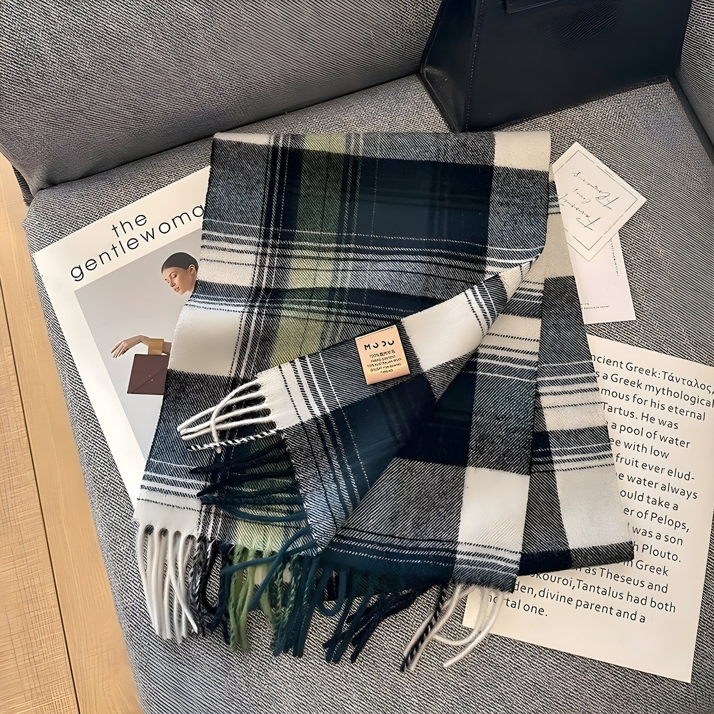 Cozy Soft Plaid Ladies Winter Scarf