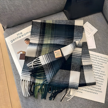 Cozy Soft Plaid Ladies Winter Scarf