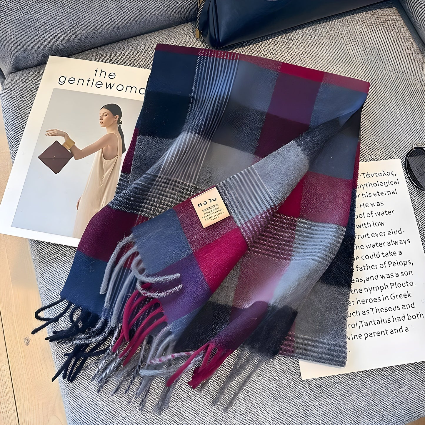 Cozy Soft Plaid Ladies Winter Scarf