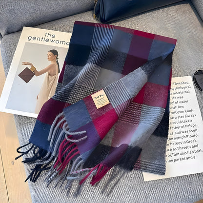 Cozy Soft Plaid Ladies Winter Scarf