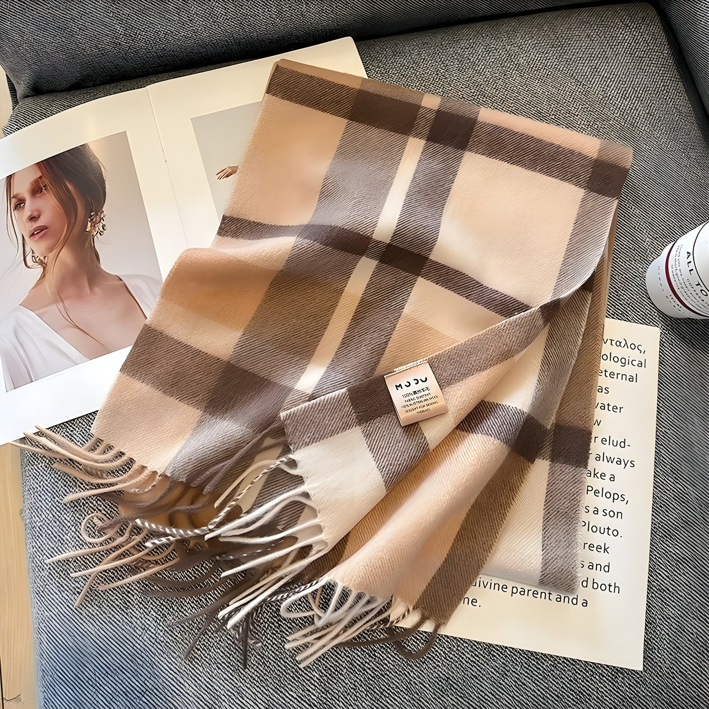 Cozy Soft Plaid Ladies Winter Scarf