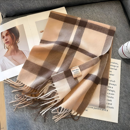 Cozy Soft Plaid Ladies Winter Scarf