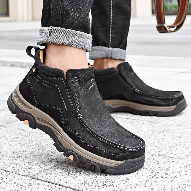 Comfortable Mens Leather Ankle Boots - Casual Moc Style