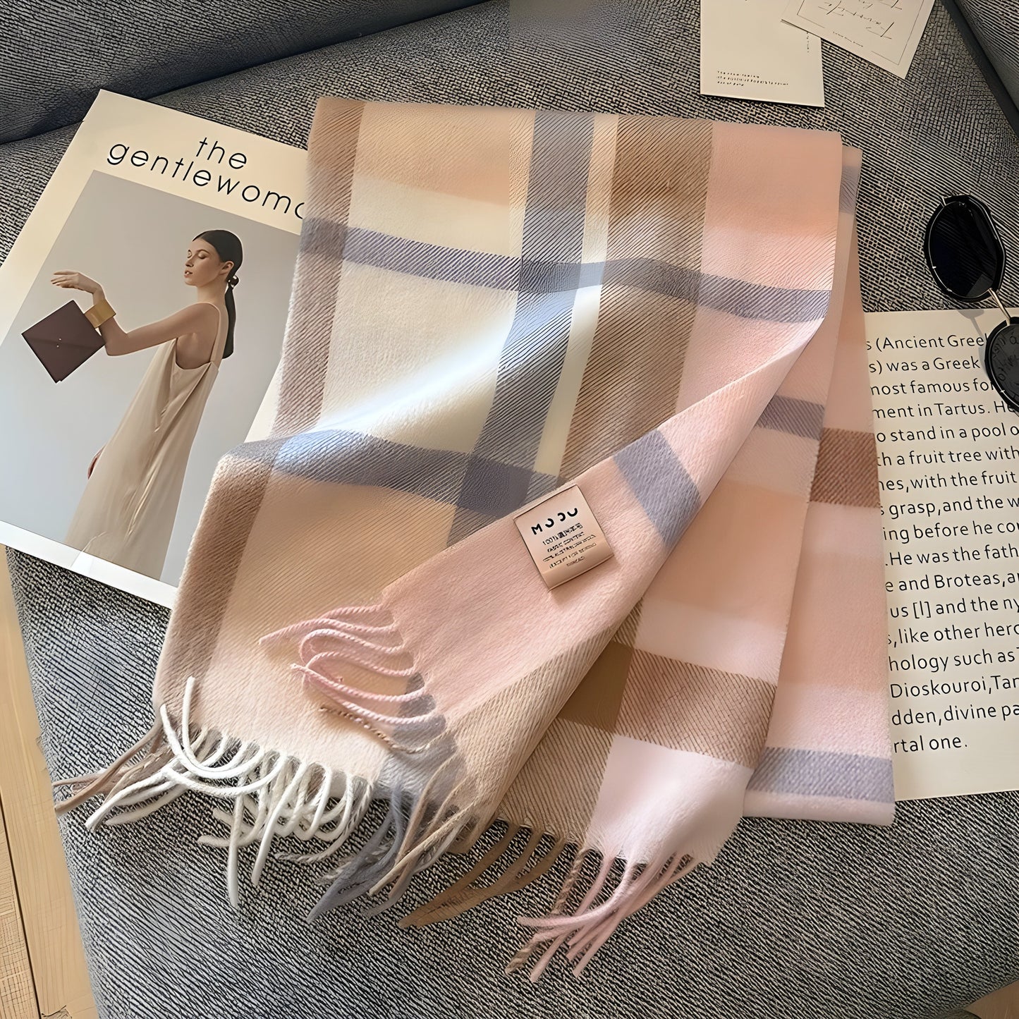 Cozy Soft Plaid Ladies Winter Scarf