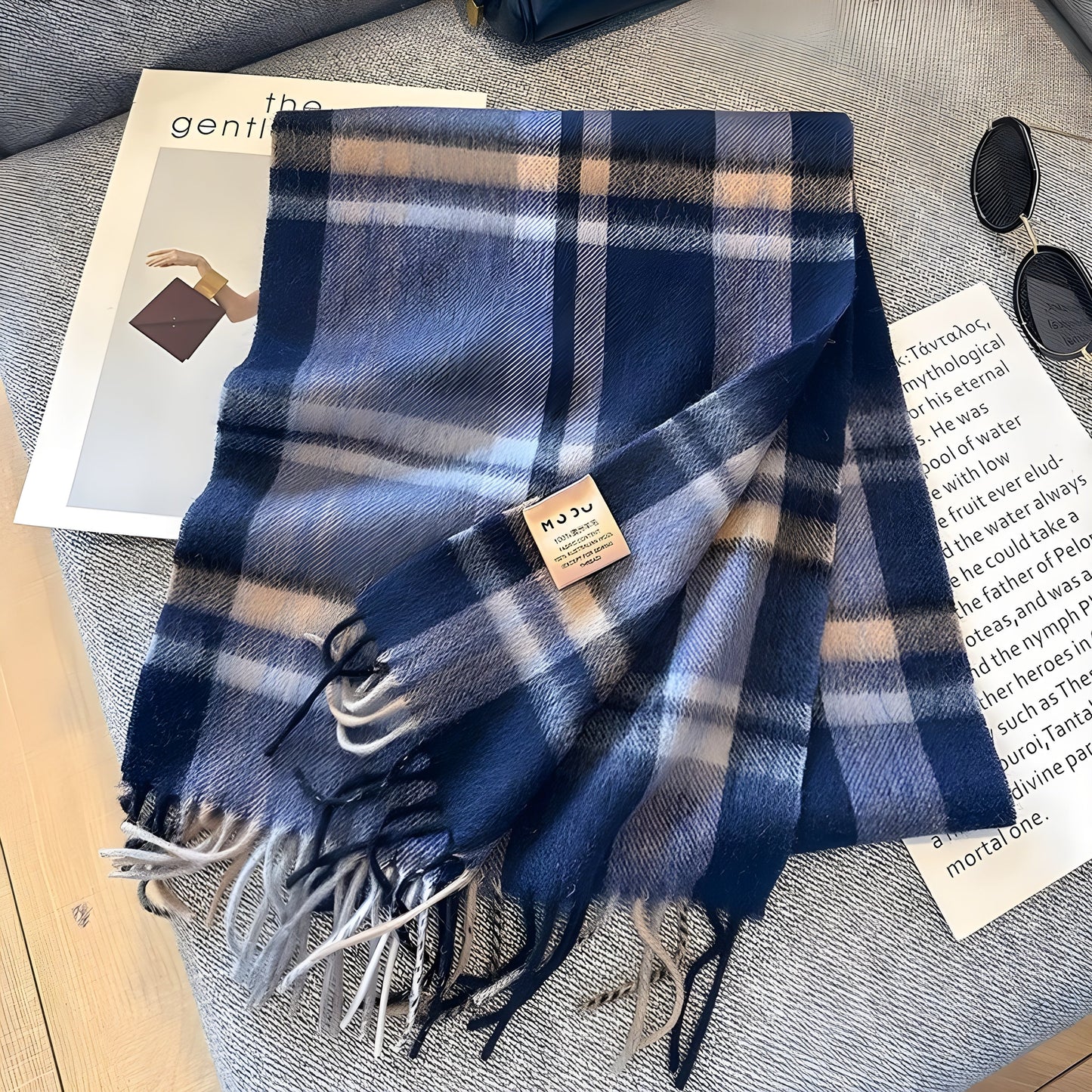 Cozy Soft Plaid Ladies Winter Scarf