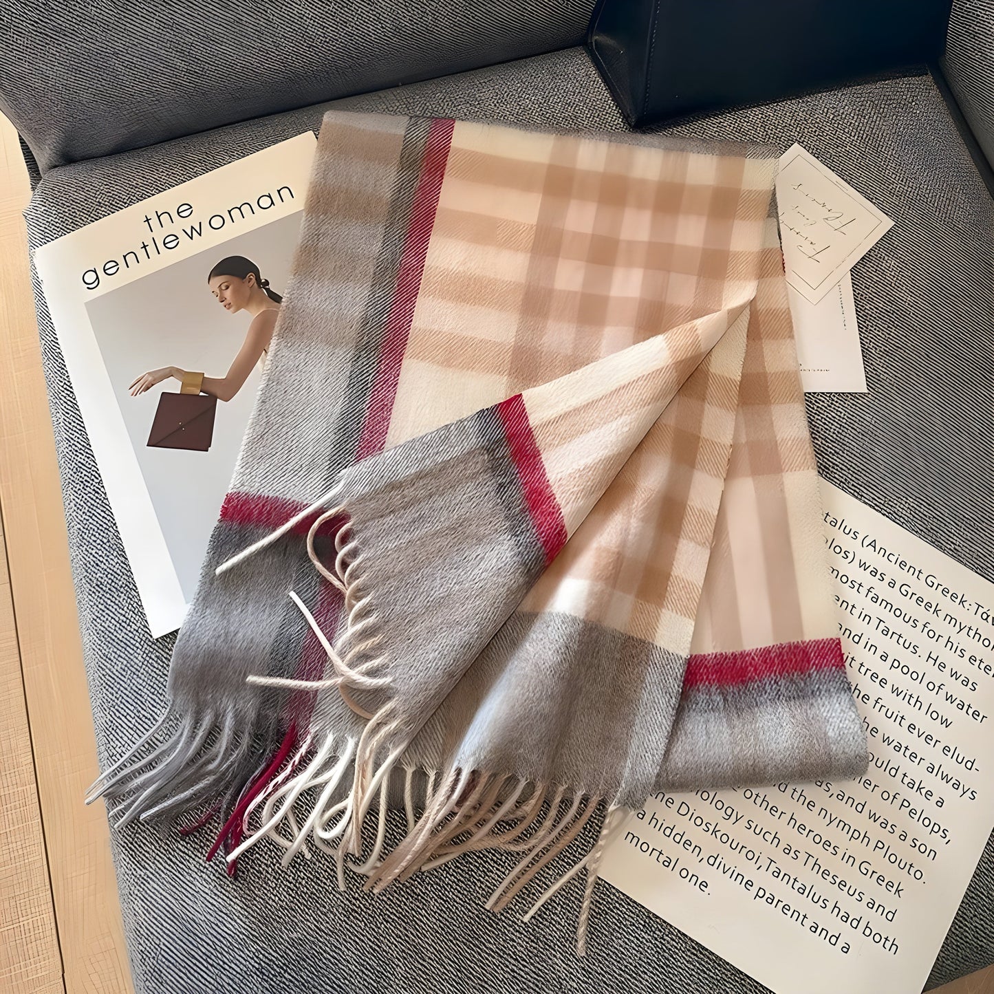 Cozy Soft Plaid Ladies Winter Scarf