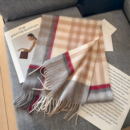 Cozy Soft Plaid Ladies Winter Scarf