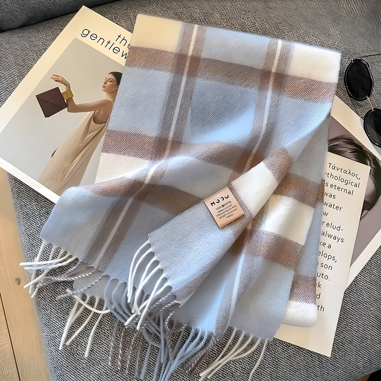 Cozy Soft Plaid Ladies Winter Scarf