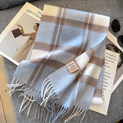 Cozy Soft Plaid Ladies Winter Scarf