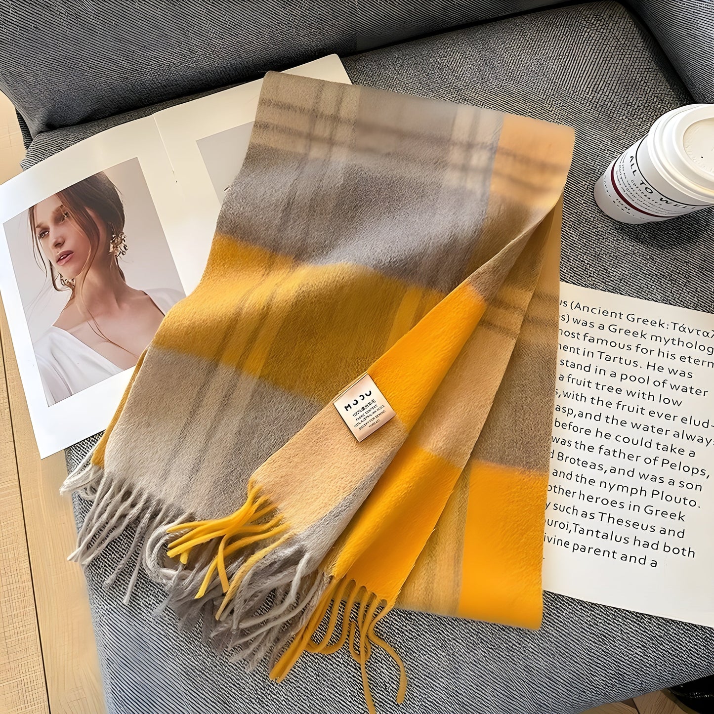 Cozy Soft Plaid Ladies Winter Scarf