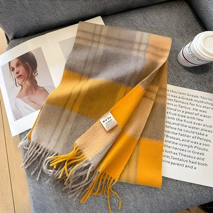 Cozy Soft Plaid Ladies Winter Scarf