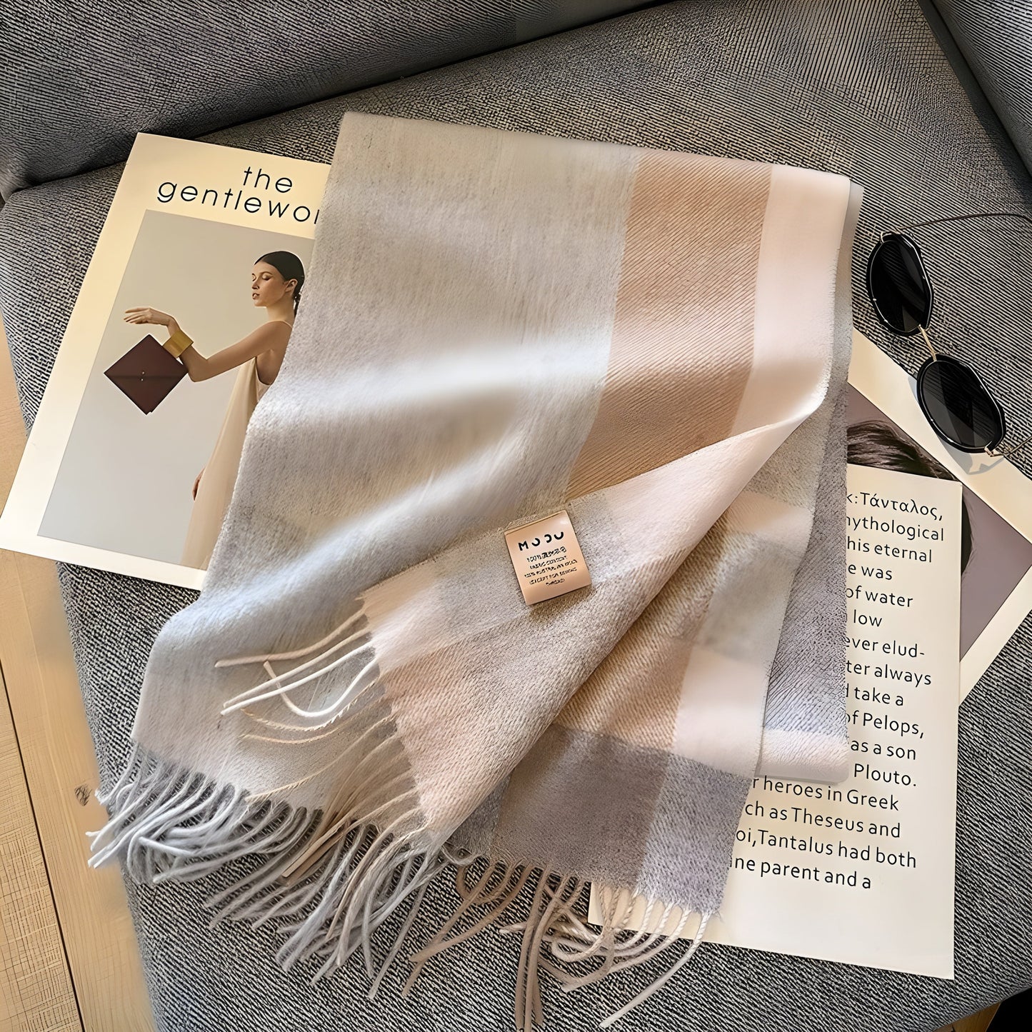 Cozy Soft Plaid Ladies Winter Scarf