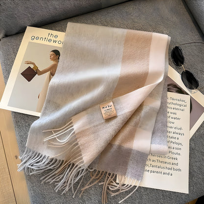 Cozy Soft Plaid Ladies Winter Scarf