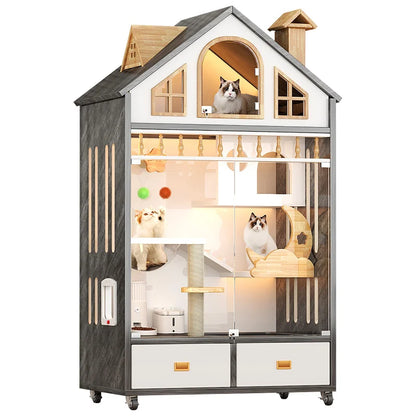 Large Natural Wooden Cat House