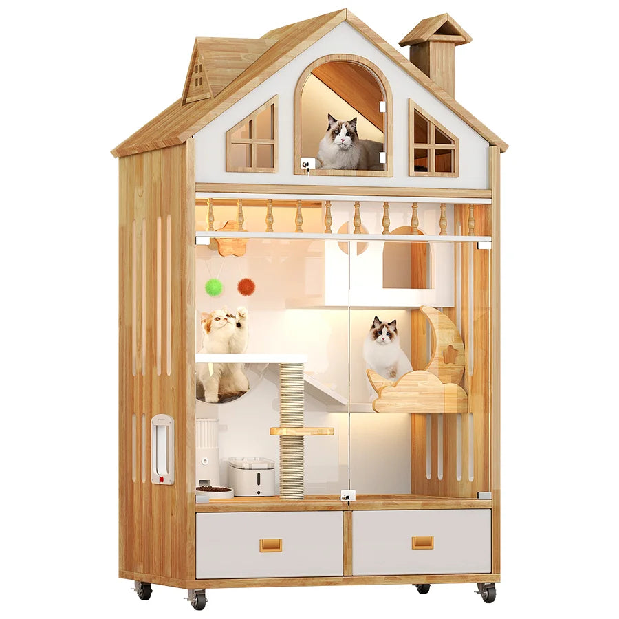 Large Natural Wooden Cat House