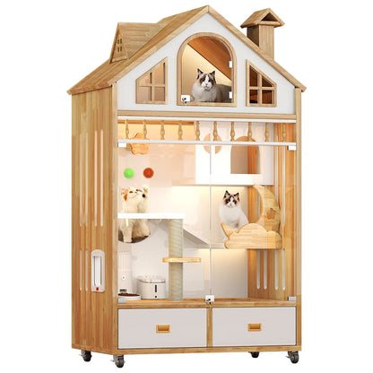 Large Natural Wooden Cat House