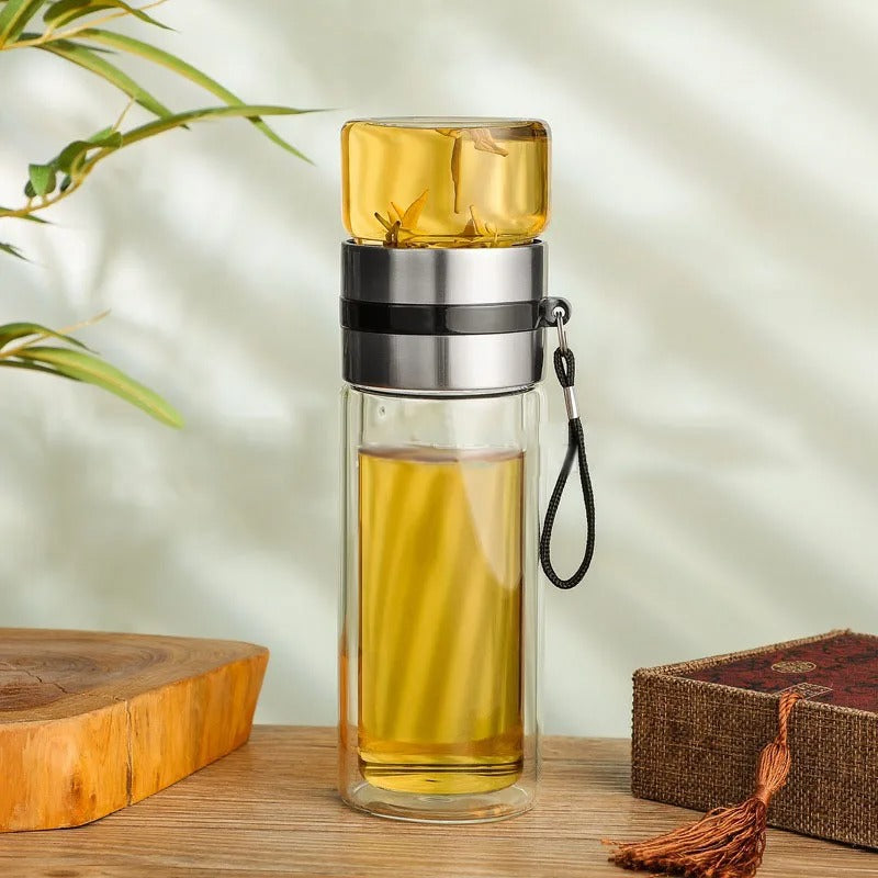 Clear Portable Thermal Water Bottle with Infuser